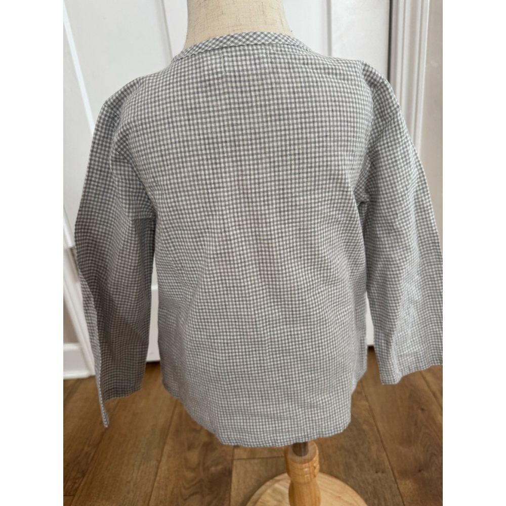 Boys Jamie Kay Button Down Shirt 3T GrayBlue White Gingham - Picture 3 of 5